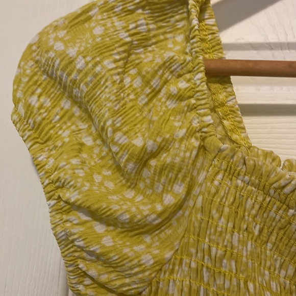Lush yellow smocked crop top hippie boho - Picture 7 of 8